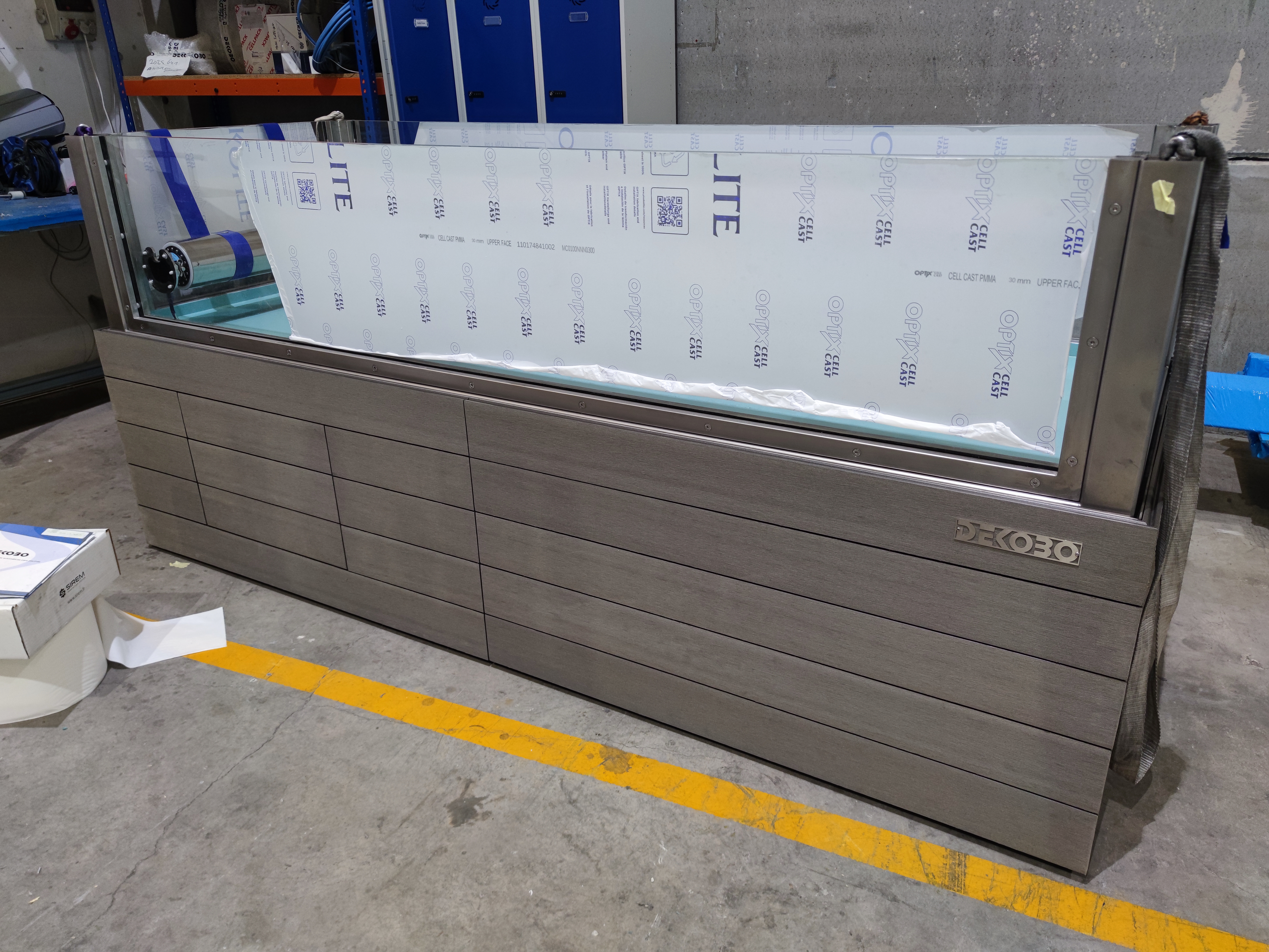 Exhibiton pool with wooden paneling